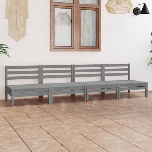 vidaXL 4-delige Loungeset massief grenenhout grijs, Tuin en Terras, Tuinsets en Loungesets, Loungeset, Nieuw, Verzenden