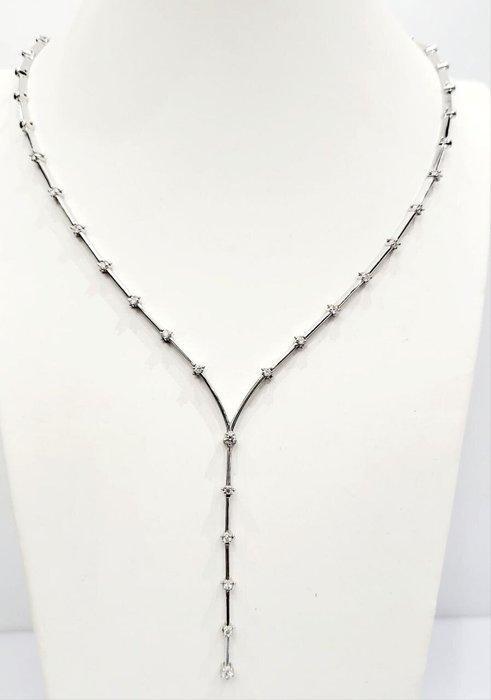 Halsketting - 18 karaat Witgoud - 1.46ct. tw. Diamant, Sieraden, Tassen en Uiterlijk, Kettingen