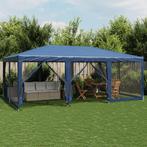 vidaXL Partytent met 10 mesh zijwanden 6x4 m HDPE blauw, Verzenden, Nieuw