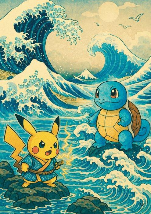 SDIMART 1996 - Pikachu Vs Squirtle Uukiyo-e Pokémon, Spelcomputers en Games, Spelcomputers | Overige Accessoires