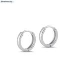Zilveren huggie hoops 2 mm breed rhodium, Sieraden, Tassen en Uiterlijk, Oorbellen, Verzenden, Nieuw, Zilver