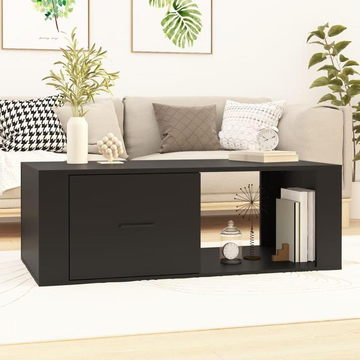 vidaXL Salontafel 100x50,5x35 cm bewerkt hout zwart, Huis en Inrichting, Tafels | Salontafels, 100 tot 150 cm, Nieuw, Overige houtsoorten