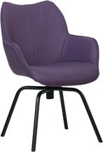 Leren eetkamerstoel - draaipoot rond frame - Echt leer, , Co, Huis en Inrichting, Stoelen, Overige kleuren, Nieuw, Leer, Ophalen of Verzenden