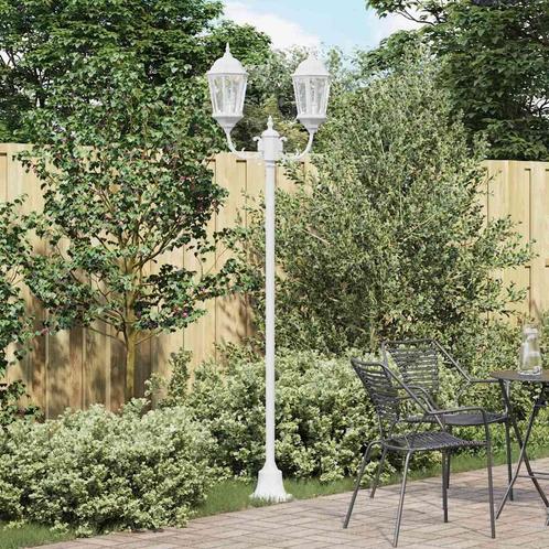 vidaXL Tuin Lantaarnpaal Wit Aluminium en Glas, Tuin en Terras, Buitenverlichting, Nieuw, Verzenden
