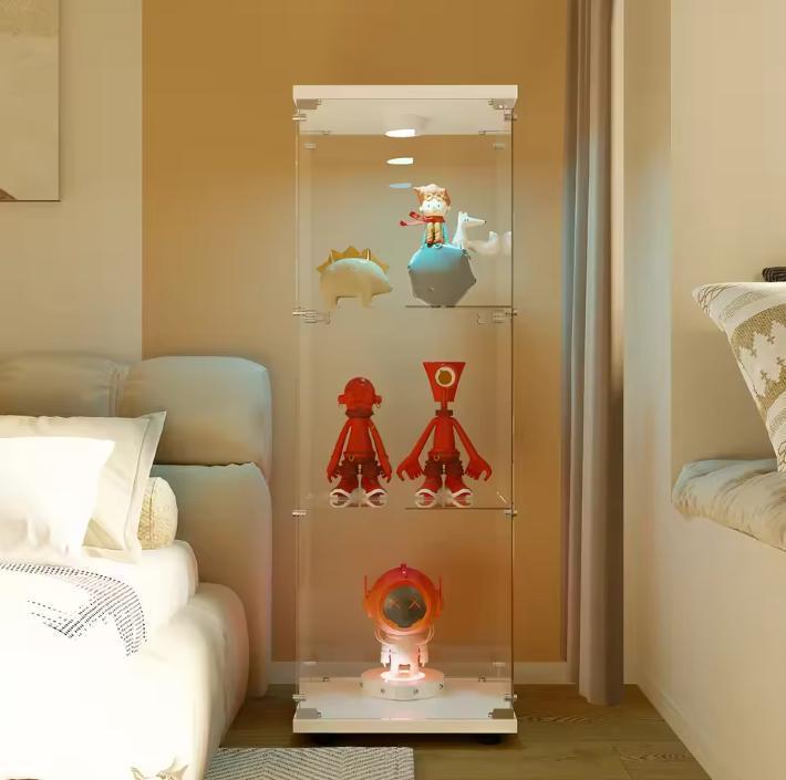 Glazen Vitrinekast met LED – 3 Lagen, Deur en Slot, Huis en Inrichting, Kasten | Vitrinekasten, Nieuw, Verzenden