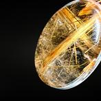 Prachtige hanger - goudkleurige rutielkwarts - verzilverd