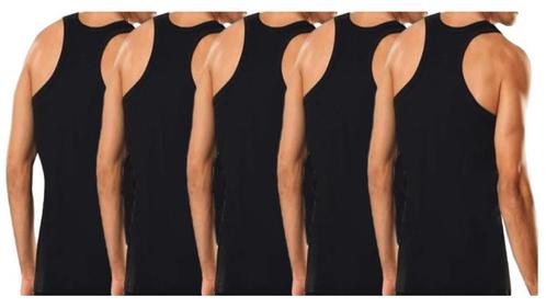 5 stuks Halterhemd - 100% katoen - zwart, Kleding | Heren, Ondergoed, Verzenden