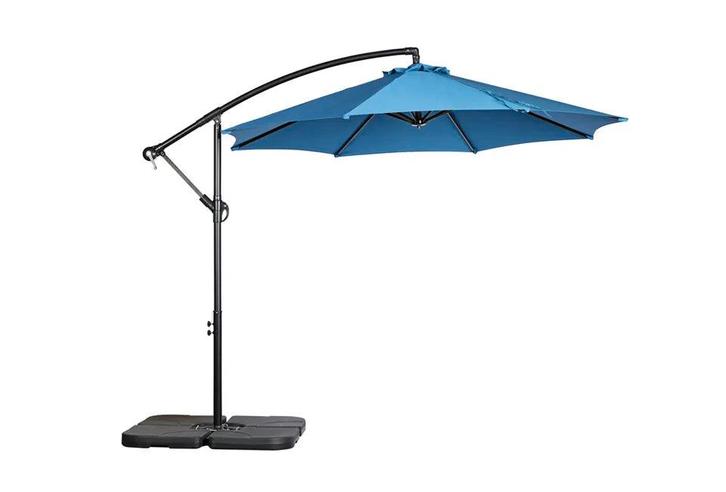 2dekans | Hortensus Stijlvolle Hangparasol 270 cm in Blauw –, Tuin en Terras, Parasols, Zo goed als nieuw, Ophalen of Verzenden