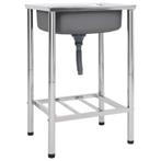 vidaXL Campinggootsteen enkele bak roestvrij staal, Verzenden, Nieuw