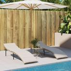 vidaXL Ligstoelen 2 st met kussens poly rattan beige, Tuin en Terras, Ligbedden, Verzenden, Nieuw