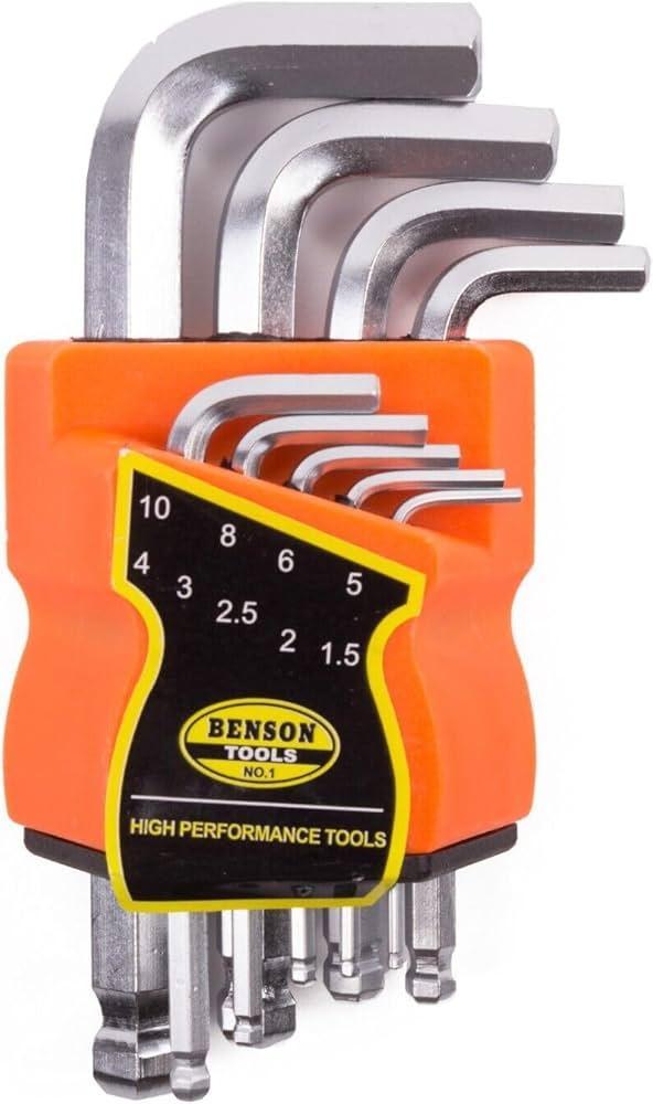 Inbussleutel Set, 9 Dlg, Korte Inbussleutels, Benson, Doe-het-zelf en Verbouw, Gereedschap | Handgereedschap, Nieuw, Ophalen of Verzenden