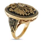 Ring - 14 karaat Geel goud, 14K geelgouden email en diamant, Sieraden, Tassen en Uiterlijk, Ringen, Nieuw