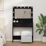 vidaXL Kaptafel met LED-verlichting - Zwart Eiken 79x41x135, Huis en Inrichting, Tafels | Kaptafels, Verzenden, Nieuw