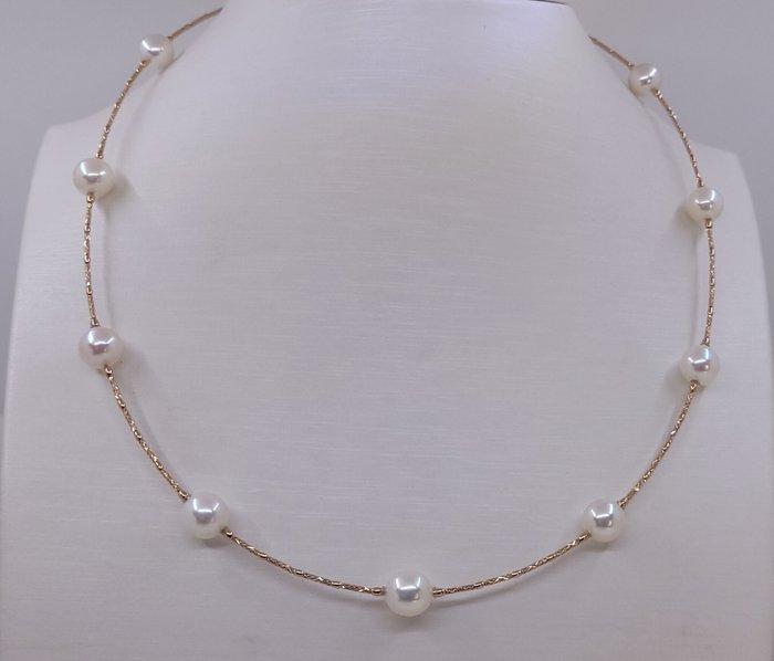 Halsketting - 18 karaat Roségoud - Gecertificeerde Akoya, Sieraden, Tassen en Uiterlijk, Kettingen