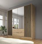 Kledingkast Eiken Zwart 206x51x200 Garderobekast spiegel, Huis en Inrichting, Kasten | Vitrinekasten, Nieuw, 200 cm of meer, Modern
