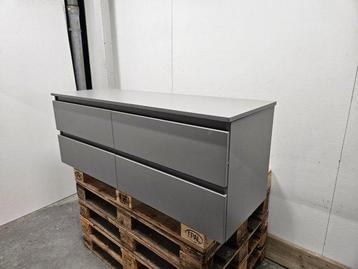 Badmeubel 140 x 46 cm mat grijs 4 lades en wastafelblad beschikbaar voor biedingen