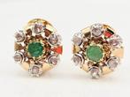Oorbellen - 18 karaat Geel goud, Witgoud Smaragd - Diamant, Nieuw