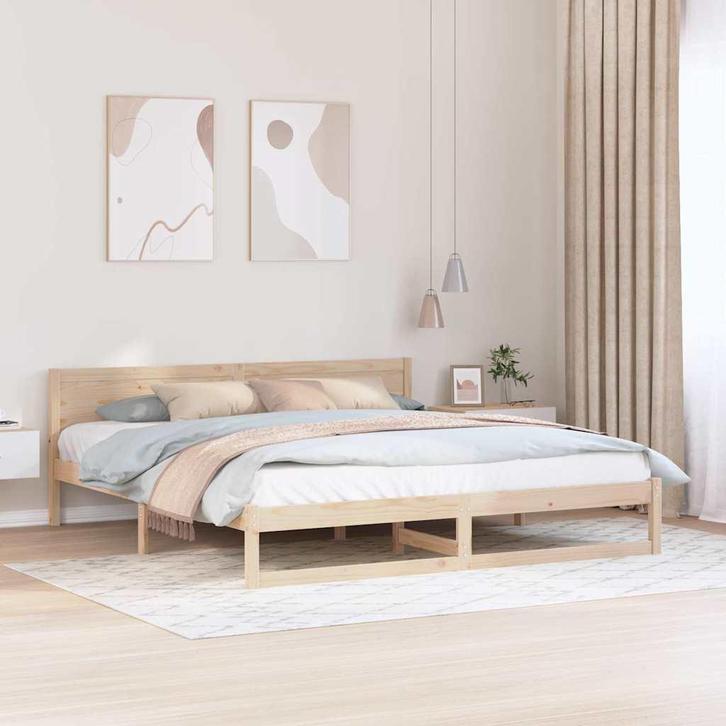 vidaXL Bedframe met hoofdeinde Bruin 180 x 200 cm Massief, Huis en Inrichting, Slaapkamer | Bedden, Bruin, Nieuw, Hout, Verzenden