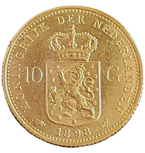 Gouden 10 gulden 1898 P Pander Wilhelmina (zonder punt), Postzegels en Munten, Munten | Nederland, Losse munt, Goud, Verzenden