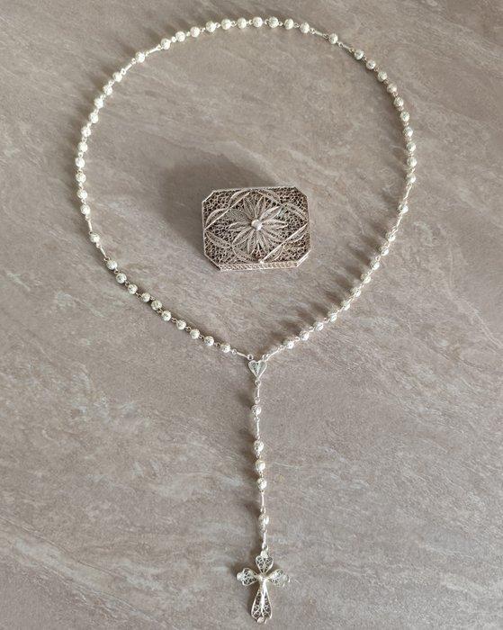 Rozenkrans (2) - .800 zilver - 1940-1950 - Rosario met, Antiek en Kunst, Antiek | Boeken en Bijbels