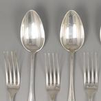 Delheid Frères, Dessertbestek Art-Nouveau - Bestekset (12), Antiek en Kunst, Antiek | Goud en Zilver
