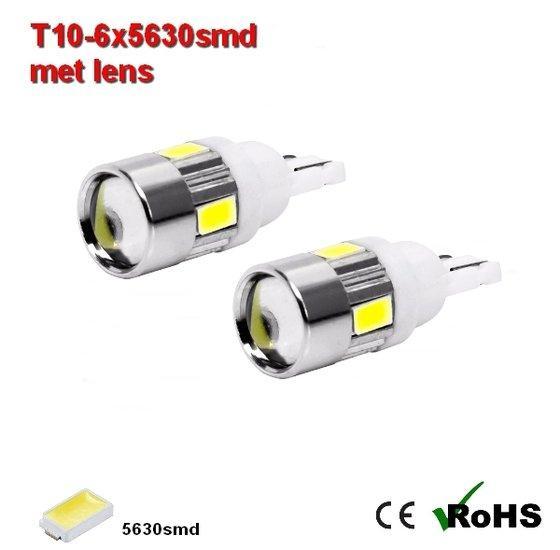 2x -T10 led lamp  met 6 x 5630smd  Wit 10 tot 36Volt, Auto diversen, Auto-accessoires, Verzenden