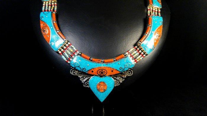 Vintage Berber ketting Sieraad - Hoogte: 45 cm - Breedte: 3, Antiek en Kunst, Curiosa en Brocante