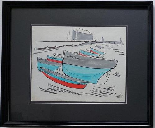 Siep Van Den Berg (1913-1998) - Vissersboten op het strand, Antiek en Kunst, Kunst | Schilderijen | Modern
