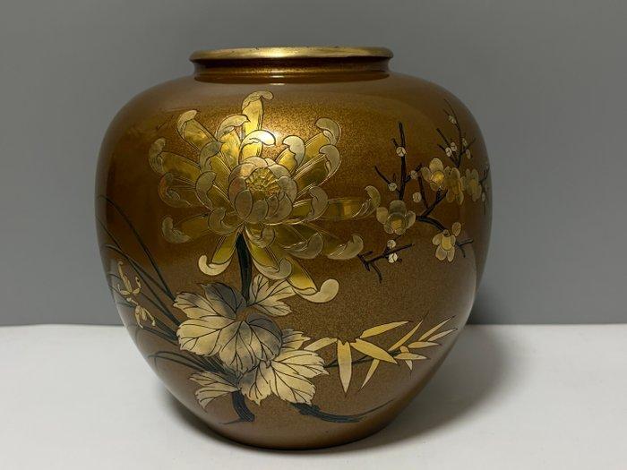 Vaas - Brons, Shzan - Japan - bloem / orchidee / pruim /, Antiek en Kunst, Antiek | Overige Antiek