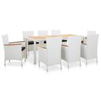 vidaXL 9-delige Tuinset poly rattan wit, Nieuw, 8 zitplaatsen, Tuinset, Verzenden