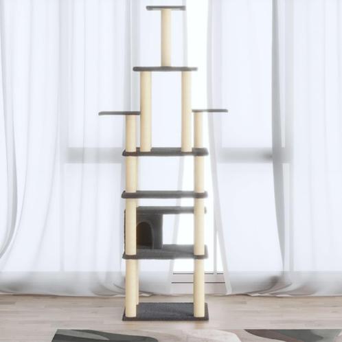 vidaXL Kattenkrabpaal met sisal krabpalen 183 cm donkergrijs, Dieren en Toebehoren, Katten-accessoires, Nieuw, Verzenden