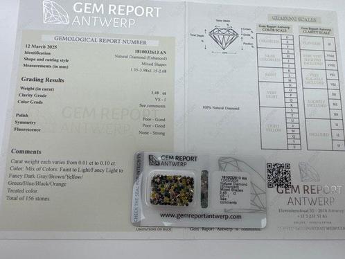 Zonder Minimumprijs - 156 pcs Diamant (Kleurbehandeld) -, Sieraden, Tassen en Uiterlijk, Edelstenen