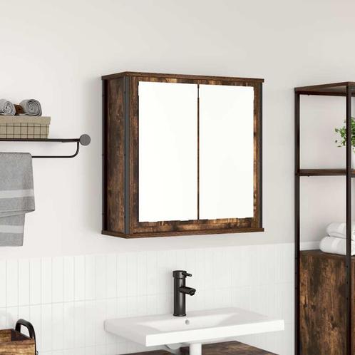vidaXL Badkamerwandkast met spiegel 60x21x60 cm gerookt, Huis en Inrichting, Tafels | Kaptafels, Nieuw, Verzenden