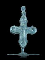 Byzantijns uitstekend bronzen schorpioenkruis Kruis - 115 mm