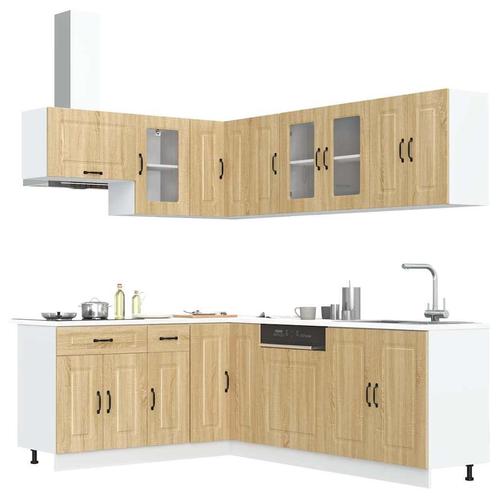 vidaXL 11-delige Keukenkastenset Kalmar bewerkt hout sonoma, Huis en Inrichting, Keuken | Keukenelementen, Bruin, Nieuw, Verzenden