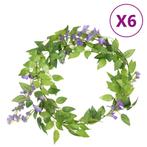 vidaXL Kerstslingers met bloemen 6 st 200 cm paars, Hobby en Vrije tijd, Verzenden, Nieuw