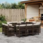 vidaXL 11-delige Tuinset met kussens poly rattan bruin, Meer dan 8 zitplaatsen, Nieuw, Tuinset, Verzenden