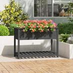 vidaXL Plantenbak met schap 111,5x54x81 cm massief, Verzenden, Nieuw, Hout, 60 cm of meer