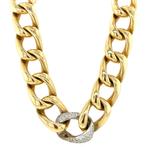 Bicolour gouden collier gourmet met diamant 46.5 cm 14 krt, Ophalen of Verzenden, Nieuw