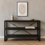 Boekenkast Mangohout Britt Laag 150 Zwart, Huis en Inrichting, Kasten | Boekenkasten, Verzenden, 150 tot 200 cm, Nieuw, Minder dan 100 cm