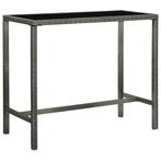 vidaXL Tuinbartafel 130x60x110 cm poly rattan en glas grijs, Verzenden, Nieuw