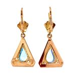 Gouden oorhangers met blauwe kleursteen 18 krt, Ophalen of Verzenden, Nieuw