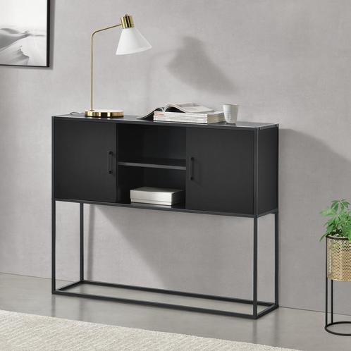 [en.casa] Commode Motala spaanplaat 90x108,5x30 cm zwart, Huis en Inrichting, Kasten | Ladekasten, Nieuw, Verzenden