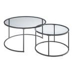 Salontafel set van 2 Kokkola rookglas zwart en transparant [, Huis en Inrichting, Tafels | Salontafels, Verzenden, Nieuw