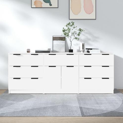 vidaXL 3-delige Dressoirs bewerkt hout wit, Huis en Inrichting, Kasten | Dressoirs, 25 tot 50 cm, Nieuw, 50 tot 100 cm, Overige houtsoorten