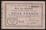 France 02 Saint-quentin Bon De Guerre 2 Francs 27/03/1915, Verzenden