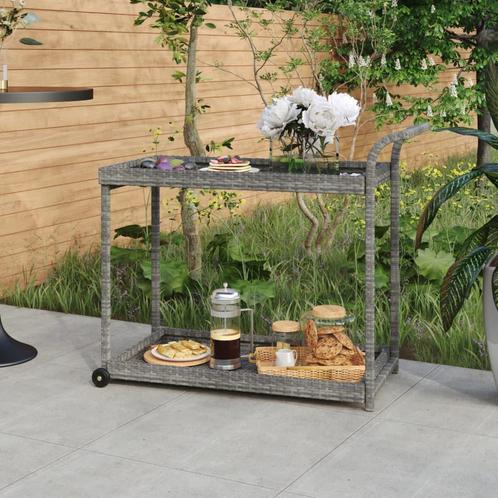 vidaXL Serveerwagen 100x45x83 cm poly rattan grijs, Huis en Inrichting, Keuken | Keukenbenodigdheden, Nieuw, Verzenden