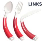 Bestekset gebogen 3-delig rood - Aangepast bestek, Ophalen of Verzenden, Nieuw