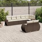 vidaXL 8-delige Loungeset met kussens poly rattan bruin, Verzenden, Nieuw, Rotan, Loungeset