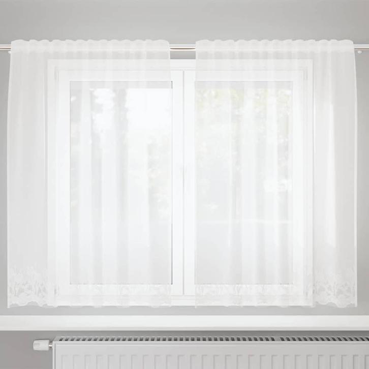 vidaXL Kantgordijn met gordijnen Wit 150x140cm Polyester, Huis en Inrichting, Stoffering | Gordijnen en Lamellen, Wit, Nieuw, Verzenden
